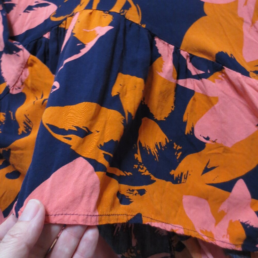 ABLE THE LABEL womens DRESS pink FLORAL orange NAVY BLUE maxi HI-LOW SIZE S - Picture 10 of 13